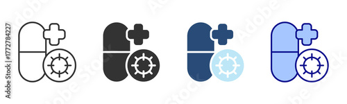 Antibiotic Icon Set. Designed In Multi Style