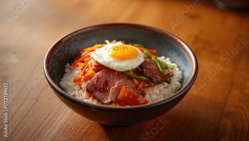 Bibimbap, Korean spicy rice...
