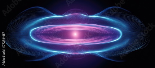 Glowing energy field with radiant light and a central core, a beautiful artistic abstract image