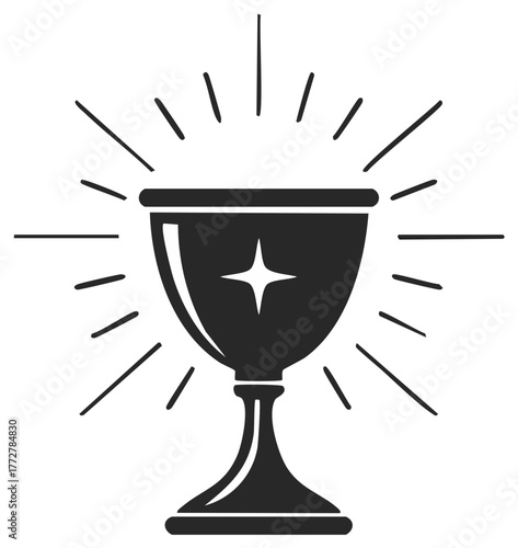 Chalice with Radiating Light Beams Represents Faith and Religious Ceremony