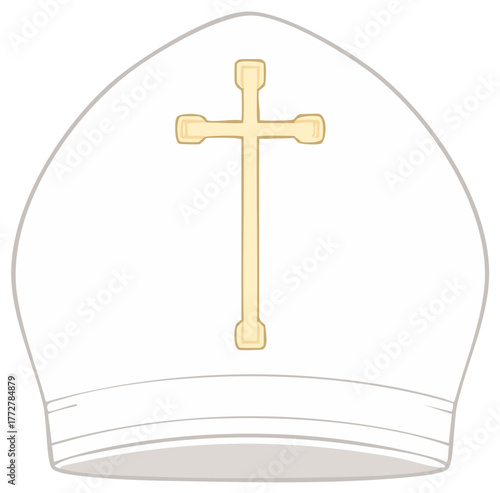 Mitre Hat Christian Religious Symbol Illustration Clergy Bishop Worship Church