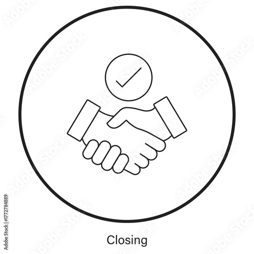 Closing Icon, Deal Closing, Contract Finalization, Sales Closure, Project Completion, Agreement Signing, vector