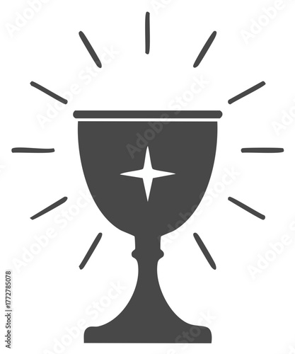Holy Grail chalice icon with a star and glowing light representing Christian communion