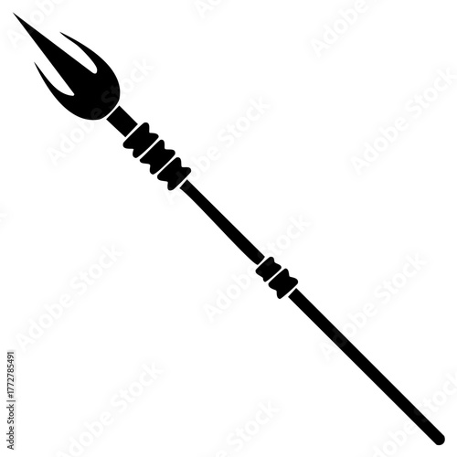 Ancient trident spear weapon silhouette, a mythological icon for a warrior or god