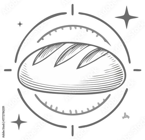 Fresh Baked Bread Sketch Style Vector Illustration
