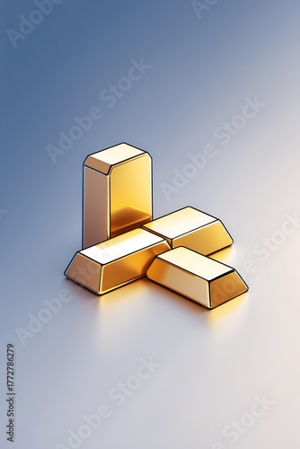professional photo of a minimalist flat illustration featuring digital tokens with clean lines and simple shapes merging with gold bars having a warm golden color symbolizing the convergence of tradit
