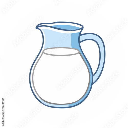 Simple Illustration of a Pitcher Filled with Milk