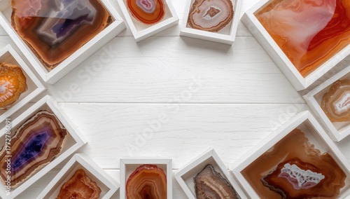 Polished colored agate ston...