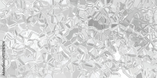 Luminous Abstract Texture with a Network of Irregular, Crystalline Polygonal Shapes in Shades of White and Gray, Reflecting Light and Creating a Glassy or Ice-like Surface