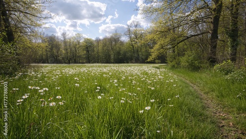 Lush spring landscape featu...