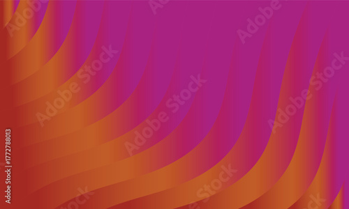 Curving orange bands ascend against a vibrant magenta gradient within this abstract background