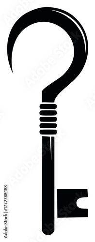 Stylized Key Silhouette with Question Mark Shaped Head