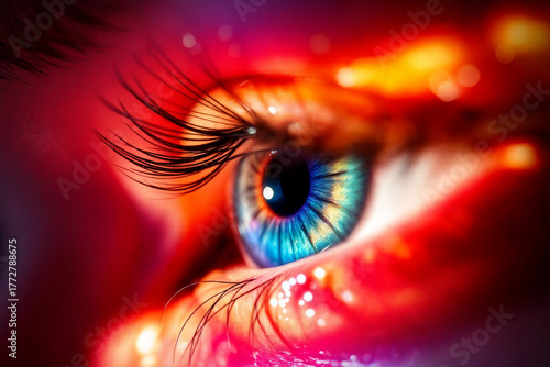 Eye. A bright image of an eye with a visual glitter effect