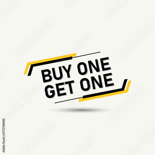 Dynamic Skewed 'Buy One Get One' Offer Banner with Yellow and Black Accents for Sale Marketing