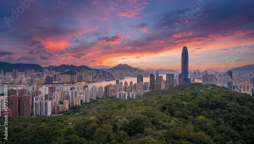 Aerial perspective of urban...