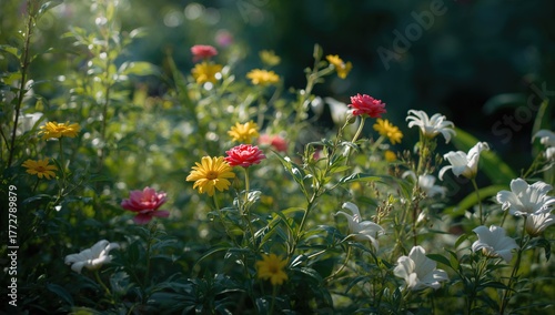 Blurred floral garden scene...