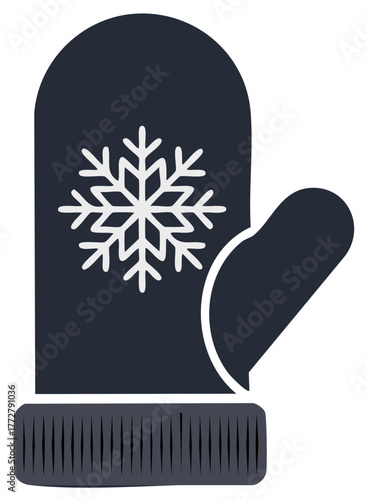 Winter Mitten with Snowflake Design, Vector Illustration