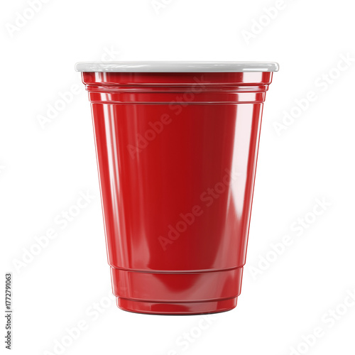 A simple yet iconic image of a vibrant red solo cup, standing alone.