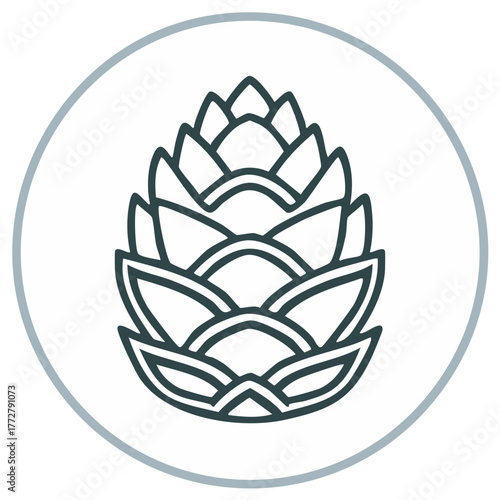 Stylized hop cone icon for craft beer brewing industry graphic design emblem