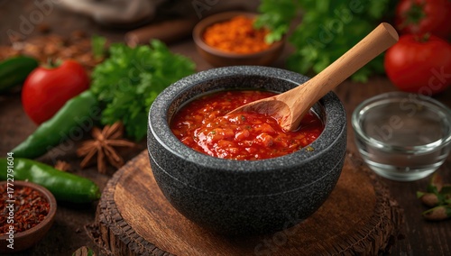 Homemade fiery chili paste ...