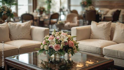 Elegant lounge area featuri...