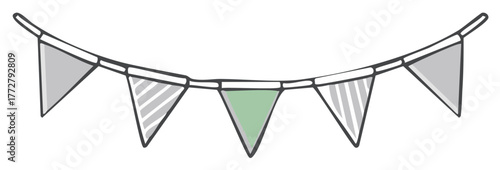 Festive garland of hand drawn pennant flags for a party or holiday celebration