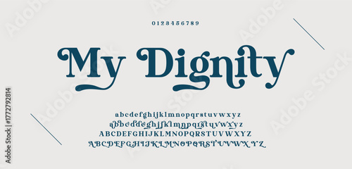 Elegant Font Uppercase Lowercase And Number. Classic Lettering Minimal Fashion Designs. Typography modern serif fonts regular decorative vintage concept. vector illustration
