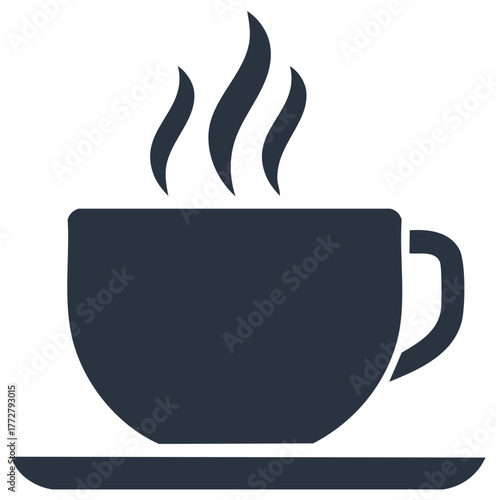 Minimalist hot coffee or tea cup icon with steam rising vector graphic design element