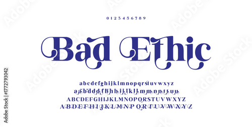 Typography Luxury wedding alphabet letters font and number. Elegant classic lettering serif fonts decorative vintage retro concept. vector illustration