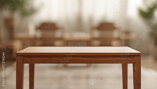 Empty wooden table with a b...
