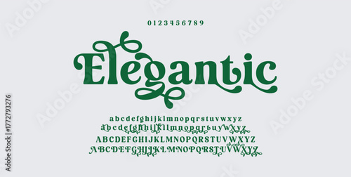Premium luxury elegant alphabet letters and numbers. Vintage wedding typography classic serif font decorative vintage retro. creative vector illustration