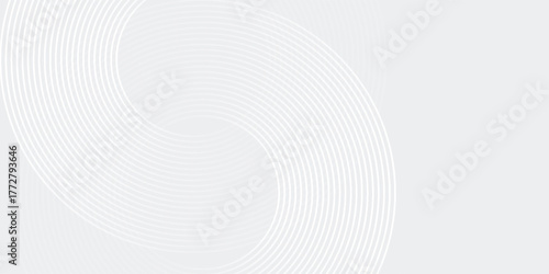 Modern white glowing geometric lines on gray background. Modern shiny blue circle lines pattern art
