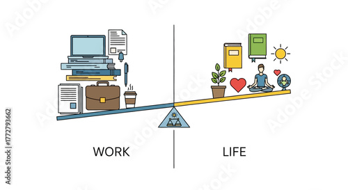Work-Life Balance Illustration Finding Equilibrium Between Career and Personal Life