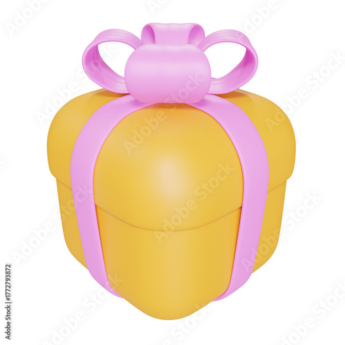 3D Rendering of heart - Shaped gift box.