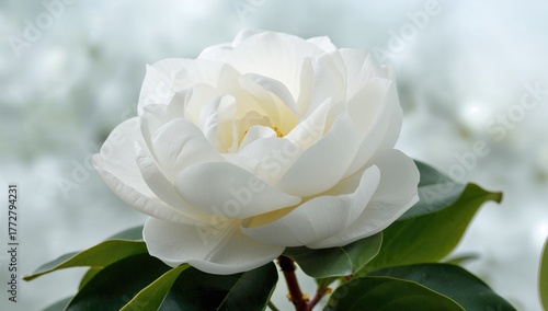 Blossom of camelia japonica, Dahlonega variety, showcasing seasonal change