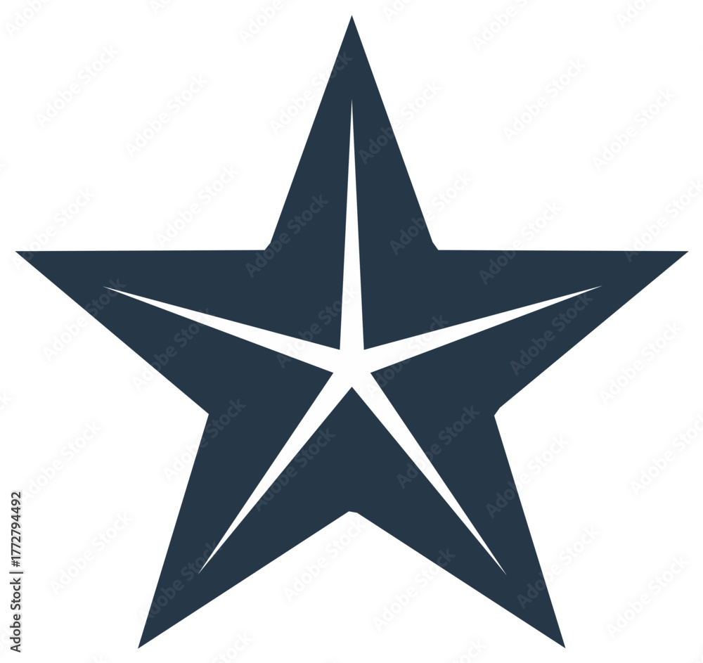 Fototapeta premium Geometric five pointed star symbol icon with a clean modern design vector element