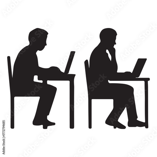 Office Workspace Silhouettes 