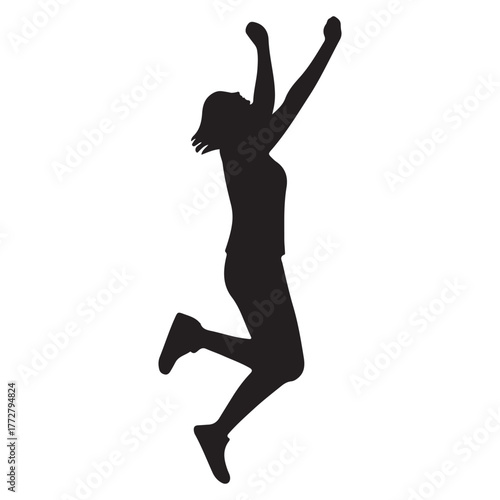 Girls Jumping silhouette white backgound
