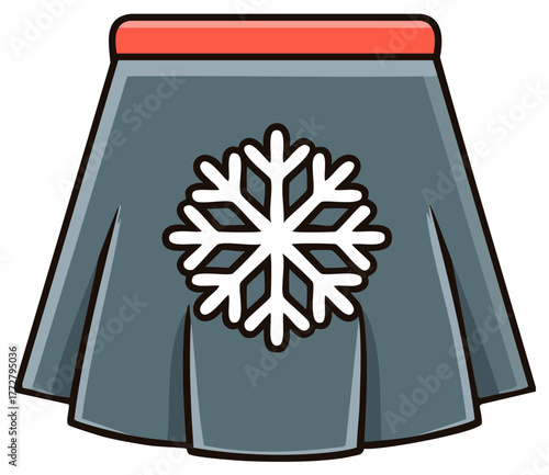 Grey winter skirt with a white snowflake design, fashion apparel for colder months, holiday attire vector