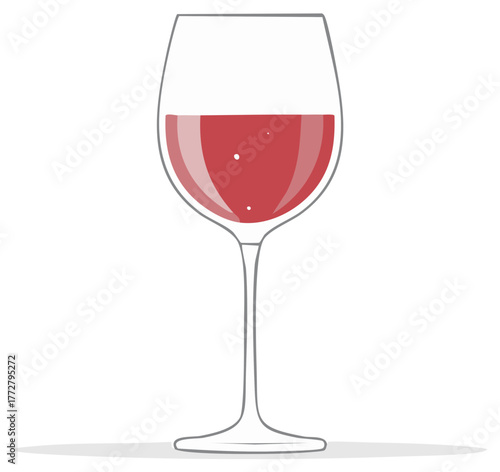 Elegant red wine in clear glass vector illustration. Wine tasting concept in a minimalist graphic style.