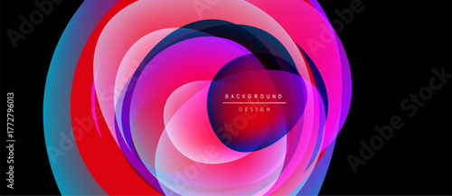 Abstract colorful layers create dynamic tunnel effect. Vibrant pinks, blues, purples blend seamlessly. Text reads background design.