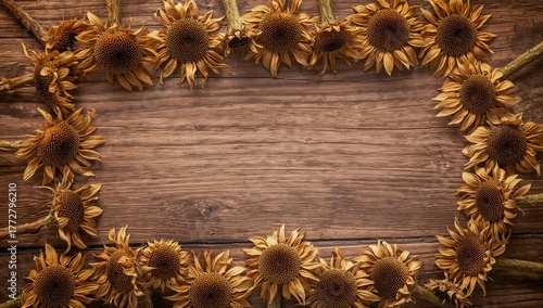 Dry sunflower heads arrange...