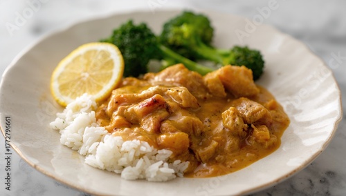 Plate of chicken with musta...
