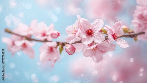 Delicate cherry blossoms on...