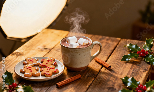 Cozy Christmas Eve: Steaming Cocoa and Gingerbread