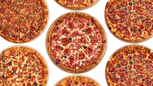 Collection of meat pizzas f...