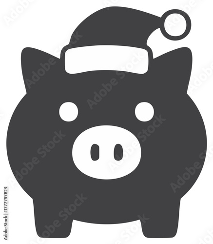 Christmas piggy bank icon graphic illustration for holiday finance and savings