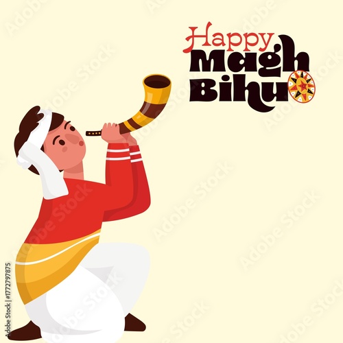 Assamese Magh Bihu harvest festival with rural background