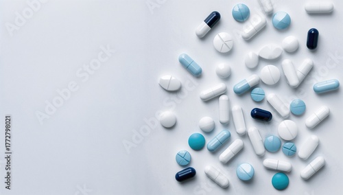 Blue and white capsules sca...