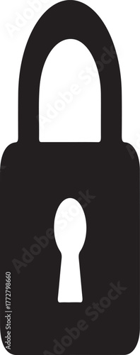 Cyber security shield icon with padlock silhouette symbol. Data protection, privacy lock emblem, antivirus firewall defense, secure login authentication guard vector illustration